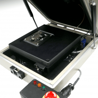 Side view of insulin pump test equipment