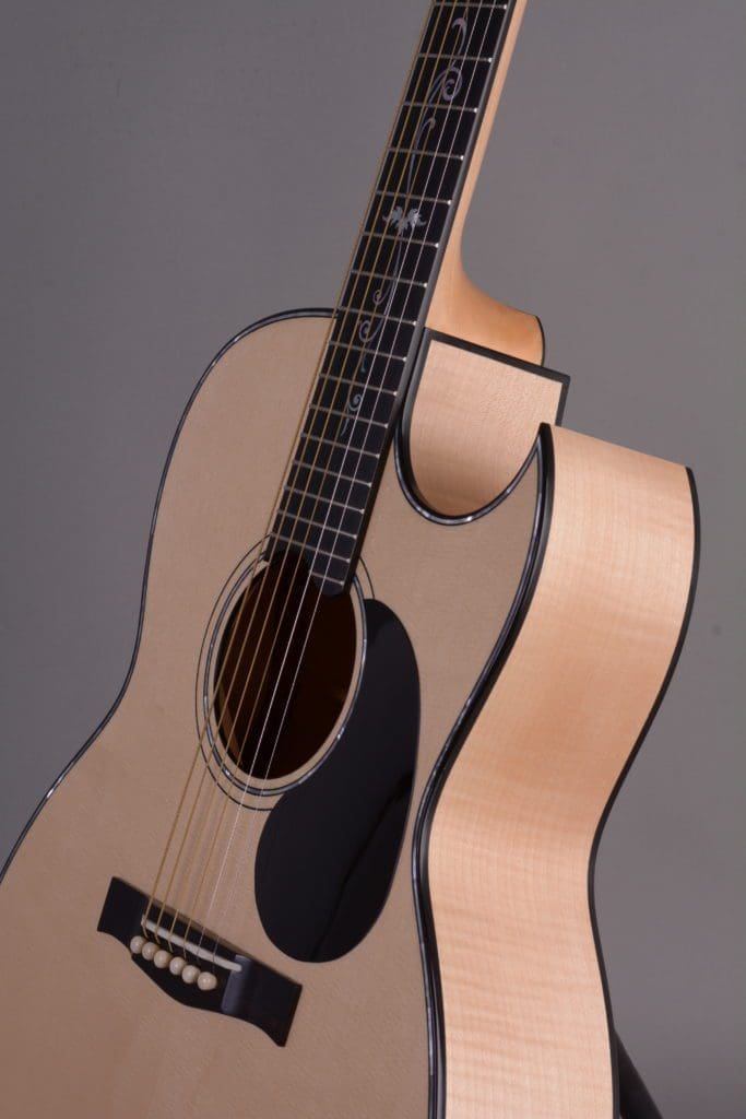 D71_9380-1 light tan guitar by engineer and mater luthier Chuck T