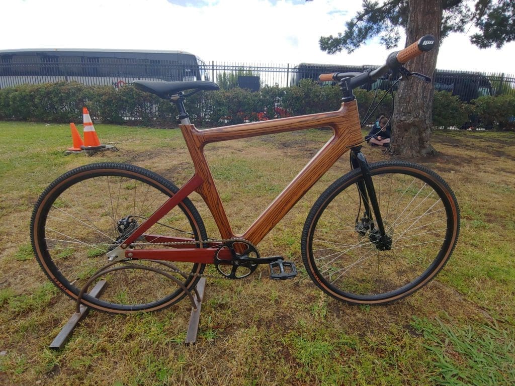 JW Bike Side View 2400w project for upper-level mechanical engineering courses - wooden road bike